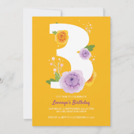 Aquarell Florals 3. Geburtstag Party Save The Date