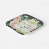 Aquarell Florals auf braunem Brautparty Pappteller (Gewinkelt)