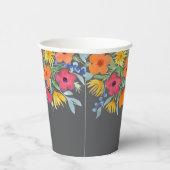 Aquarell Florals auf Grau Pappbecher (Rechts)