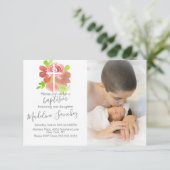 Aquarell Florals Rosa Blush Taufe Dedication Einladung (Stehend Vorderseite)