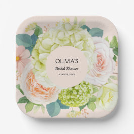 Aquarell Florals Rosa Brautparty Pappteller