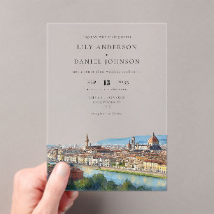Aquarell Florenz Italien Destination Hochzeit Acryleinladungen