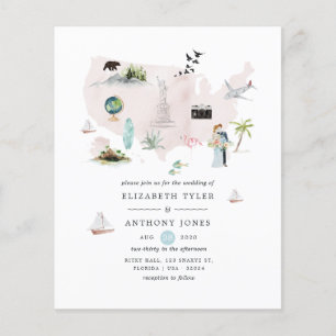 Aquarell Florida USA Destination Hochzeitseinladun Flyer