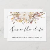 Aquarell florromantisch modern Save the Date Ankündigungspostkarte (Vorne/Hinten)
