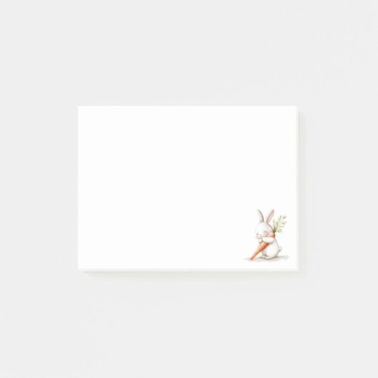 Aquarell Fluffiger Hase Karotten Liebe Post-it Klebezettel (Vorderseite)