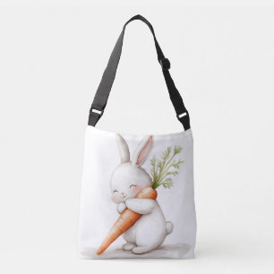 Aquarell Fluffiger Hase Karotten Liebe Tragetaschen Mit Langen Trägern
