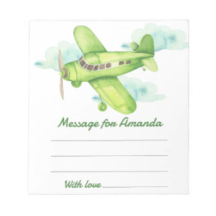Aquarell-Flugzeug-Geburtstags-Zeitkapsel-Nachricht Notizblock