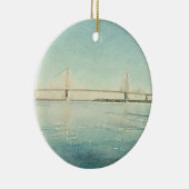 Aquarell-Fluss-Brücke Charleston South Carolina Keramik Ornament (Rechts)