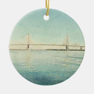 Aquarell-Fluss-Brücke Charleston South Carolina Keramik Ornament