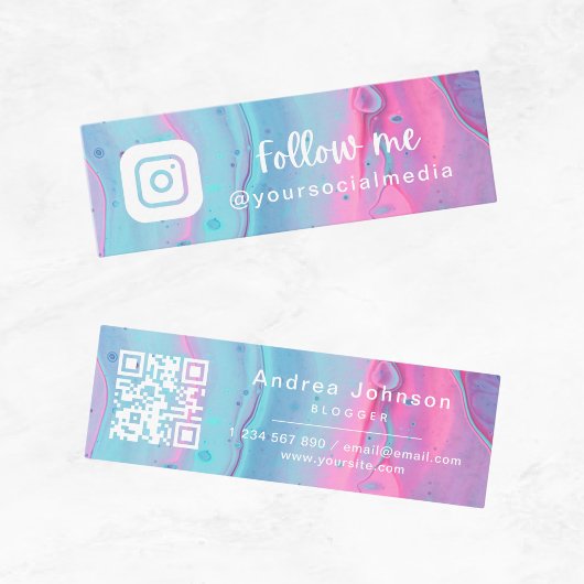 Aquarell folgen Instagram Social Media QR-Code Mini Visitenkarte