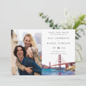 Aquarell-Foto-Hochzeit in San Francisco Save The Date (Stehend Vorderseite)