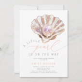 Aquarell Foto Kleine Pearl Baby Dusche Einladung (Vorderseite)