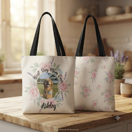Aquarell-Foto mit floralem Kranz: Beste Hundemutte Tasche