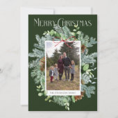 Aquarell Foto Weihnachtsgrün Grußkarte Feiertagskarte (Vorderseite)