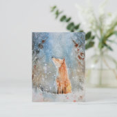 Aquarell Fox Weihnachtskarte Postkarte (Stehend Vorderseite)