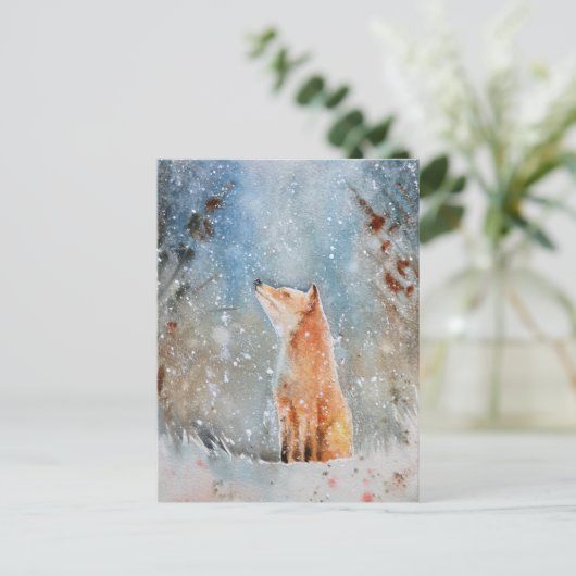 Aquarell Fox Weihnachtskarte Postkarte (Stehend Vorderseite)