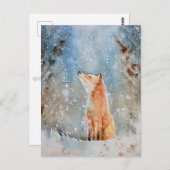 Aquarell Fox Weihnachtskarte Postkarte (Vorne/Hinten)