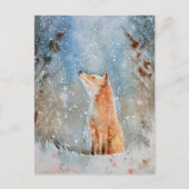 Aquarell Fox Weihnachtskarte Postkarte (Vorderseite)
