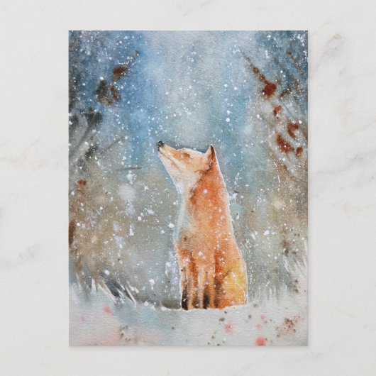 Aquarell Fox Weihnachtskarte Postkarte (Vorderseite)