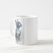 Aquarell Französische Bulldogge sitzend Kaffeetasse (Vorderseite Links)