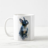 Aquarell Französische Bulldogge sitzend Kaffeetasse (Links)