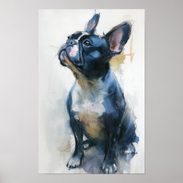 Aquarell Französische Bulldogge sitzend Poster
