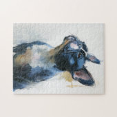 Aquarell Französische Bulldogge sitzend Puzzle (Horizontal)