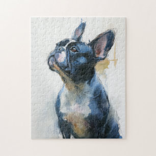 Aquarell Französische Bulldogge sitzend Puzzle