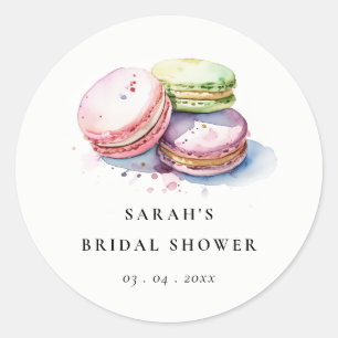 Aquarell-französische Macarons-Bäckerei-Brautparty Runder Aufkleber