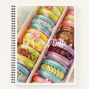 Aquarell Französische Macarons Box Spiral Notizbuc Notizblock