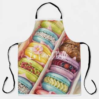 Aquarell Französische Macarons Schachtel Schürze