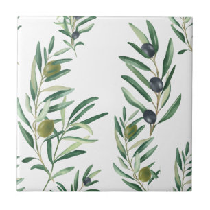 Aquarell Französischer Landhausstil Grünes Olivenm Fliese