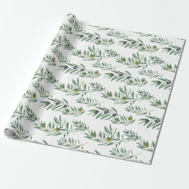 Aquarell Französischer Landhausstil Grünes Olivenm Geschenkpapier