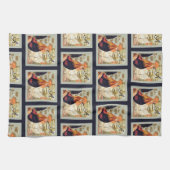 Aquarell Französisches Land farbenfrohe Rooster Kü Geschirrtuch (Horizontal)