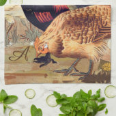 Aquarell Französisches Land farbenfrohe Rooster Kü Geschirrtuch (Gefaltet)