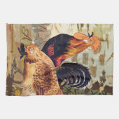 Aquarell Französisches Land farbenfrohe Rooster Kü Geschirrtuch (Horizontal)