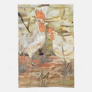 Aquarell Französisches Landhaus Bunter Hahn Küche Geschirrtuch