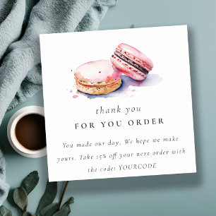 Aquarell French Macarons Bäckerei Vielen Dank für Quadratische Visitenkarte