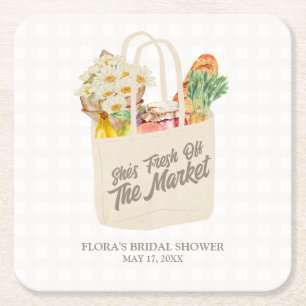 Aquarell Fresh Off The Market Brautparty Rechteckiger Pappuntersetzer