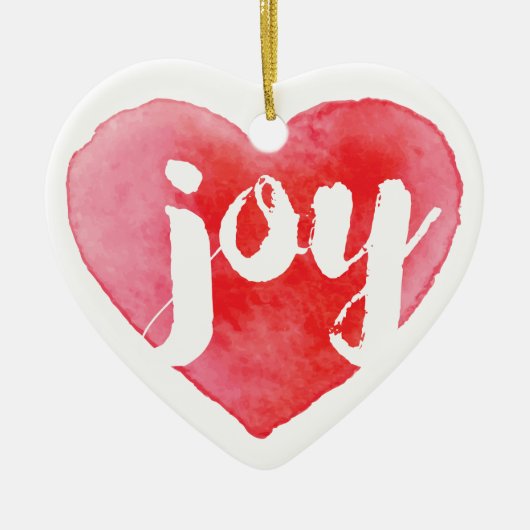 Aquarell-Freude-Herz-Weihnachtsbaum-Verzierung Keramik Ornament (Vorne)