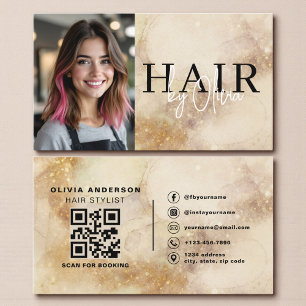 Aquarell-Friseur-Foto-QR-Code  Visitenkarte