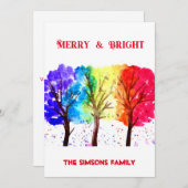 Aquarell Frohe und helle Weihnachtsbaume Feiertagskarte (Vorne/Hinten)