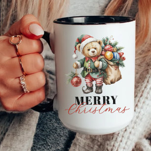 Aquarell Frohe Weihnachten Bär Tasse für Sie oder