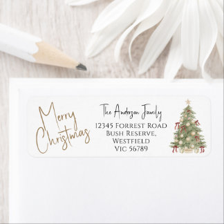 Aquarell-Frohe-Weihnachten-Baum-Rücksendeadresse