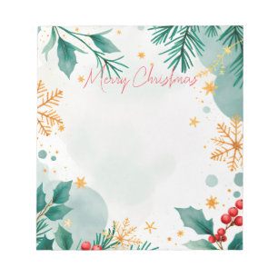 Aquarell Frohe Weihnachten Elegantes Notepad Notizblock