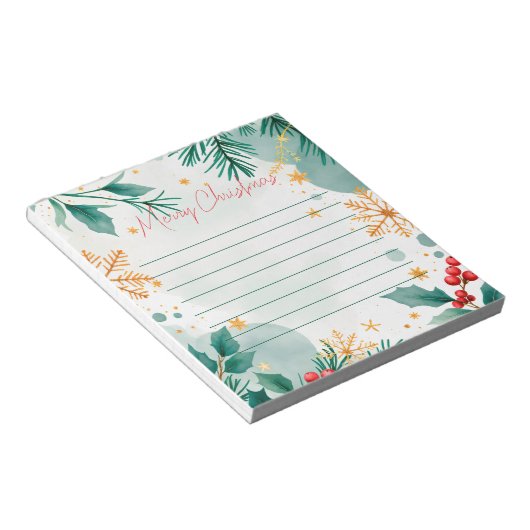 Aquarell Frohe Weihnachten Elegantes Notepad Notizblock (angewinkelt)