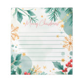 Aquarell Frohe Weihnachten Elegantes Notepad Notizblock (Vorderseite)