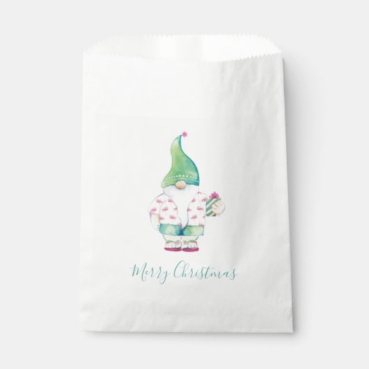 Aquarell Frohe Weihnachten Gnome Candy Favor Tasch Geschenktütchen (Vorderseite)
