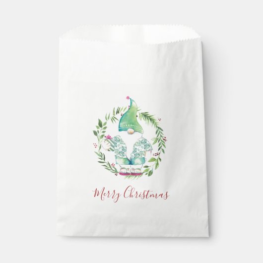 Aquarell Frohe Weihnachten Gnome Candy Favor Tasch Geschenktütchen (Vorderseite)