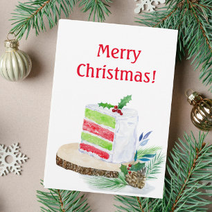 Aquarell Frohe Weihnachten Torte Karte